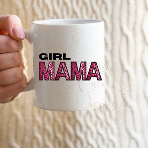 Girl Mama Coffee Mug Cup Leopard Print Pink/Black Mother's Day, Baby Shower Gift